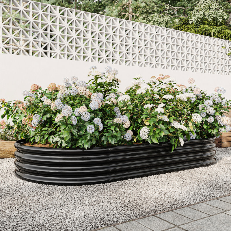 Oval Metal Raised Garden Bed - Black, 87.51"X45.14"X11.26", For Plants & Flowers, Frame, Easy To Assemble Planter Bed, 88.99"X45.14"X11.26", Veggies, Rustproof Finish, Generous Soil Volume
