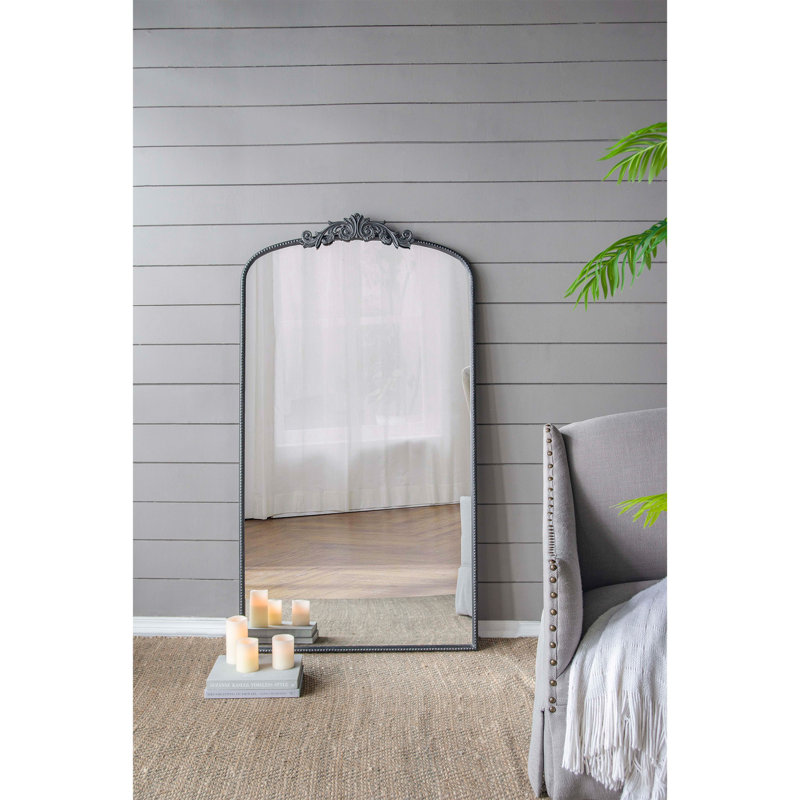 Miroir mural classique avec cadre d'inspiration baroque, Noir, noir, noir, noir, H 66,2 po x l 36 po