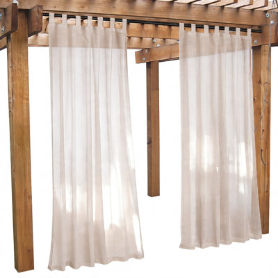 Waterproof Outdoor Linen Sheer Curtains for Patio, Porch, Gazebo, 52 x 95 Inch, 2 piece(Natural)