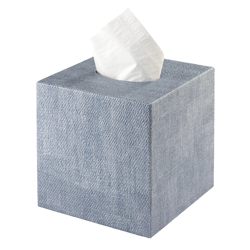 Luster Tissue Box Cover, Ice Blue