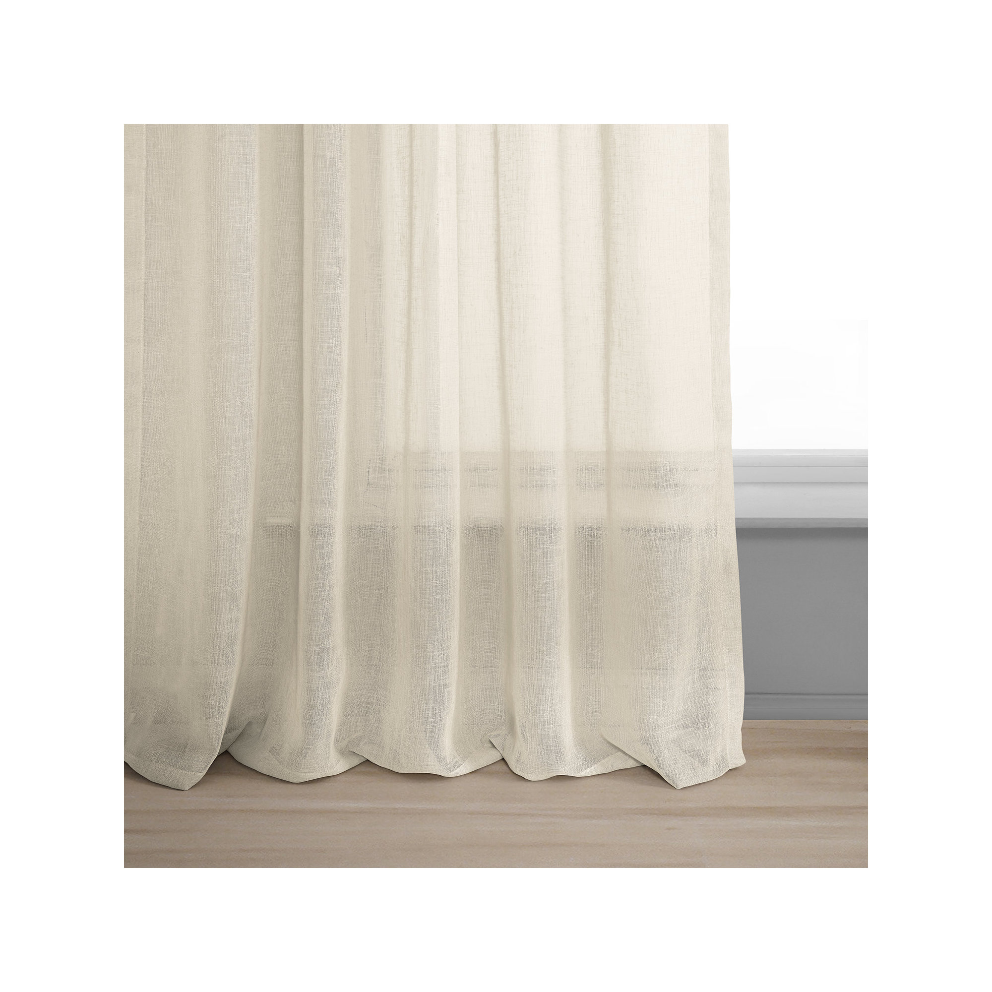 Larsa Sheer Linen Blend Curtain, Cotton Seed, 50"W x 120"L
