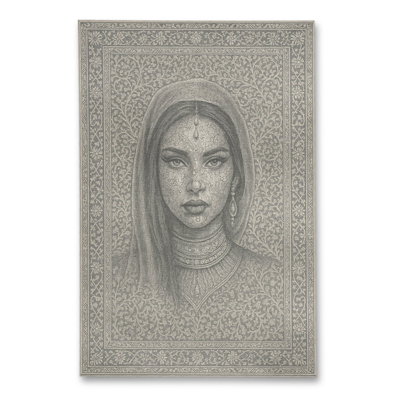 Tapis gris tissé traditionnel Mosso, 5'1" x 7'7"