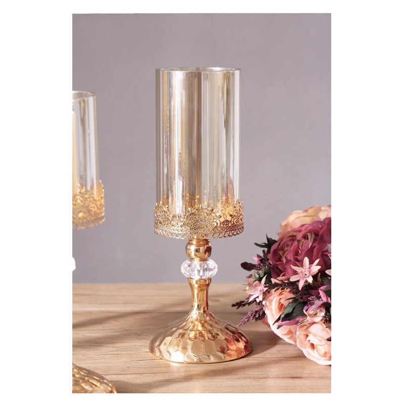 Metal Tabletop Candlestick, 14.57" H x 4.92" W x 4.92" D