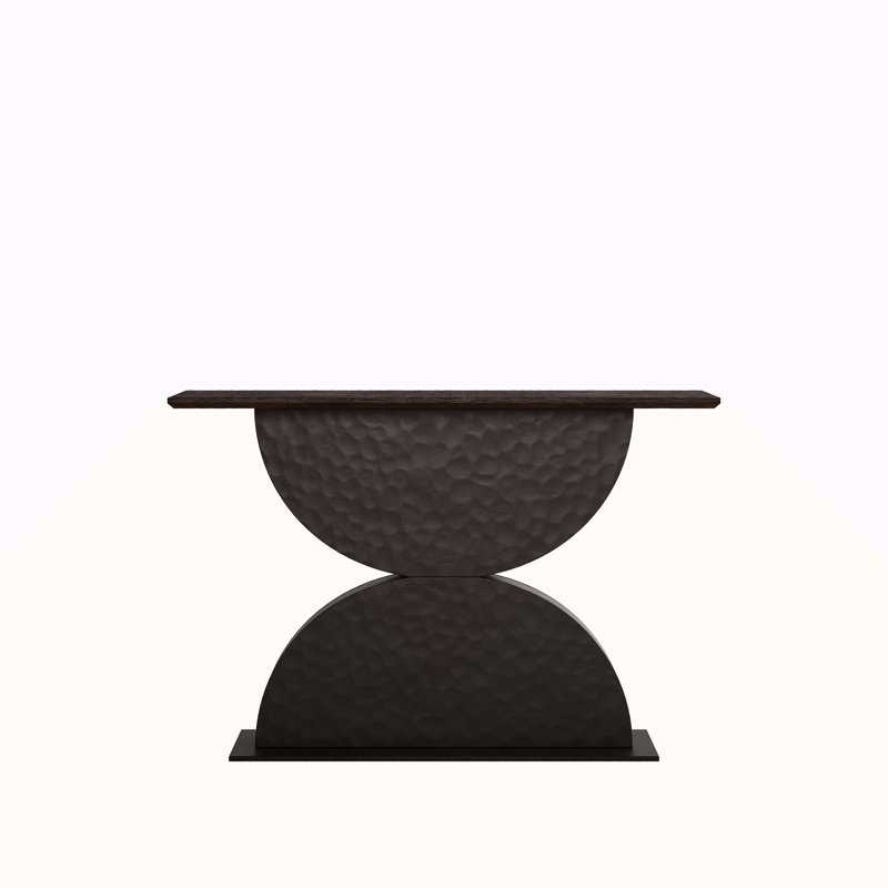 Semi-circles Console Table With Led Light And 3d Hammer-shaped Texture