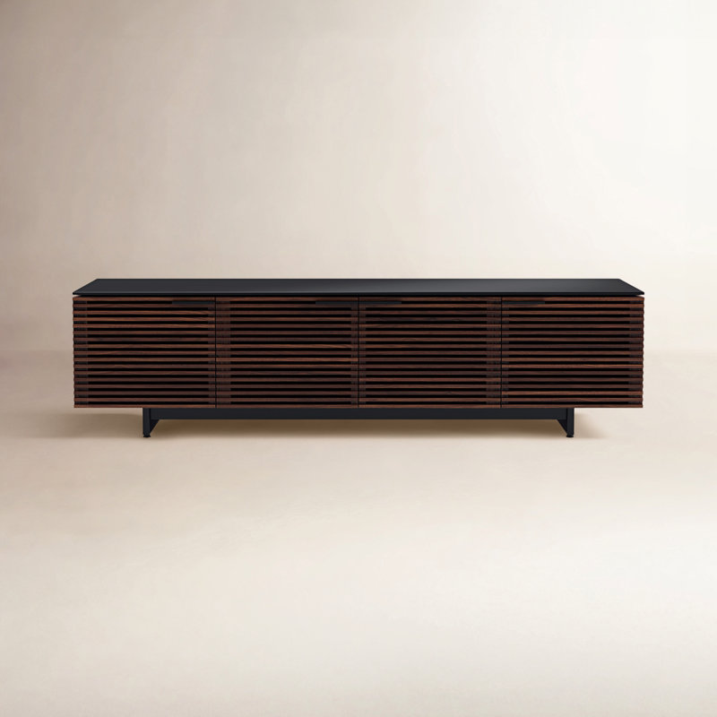 Corridor TV Stand for TVs up to 85", Chocolate Stained Walnut