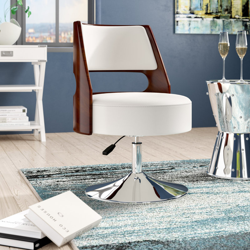 Fauteuil demi-tonneau pivotant en cuir Salon Vegan, Similicuir blanc