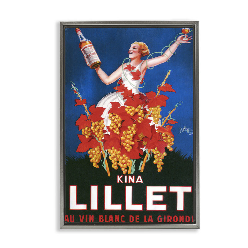 Art mural rétro sur toile flottante, encadré par Kina Lillet, H 31 po x l 21 po, Cadre flottant gris lustré