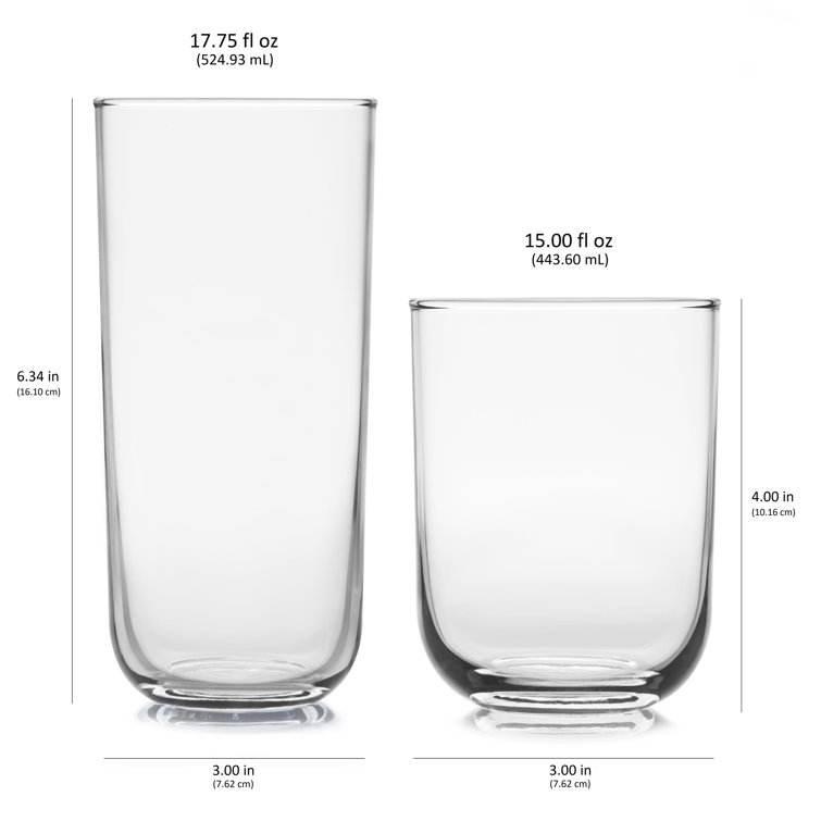 Libbey Glass Can Tumbler (Set of 6), Clear, 16 Fl Oz