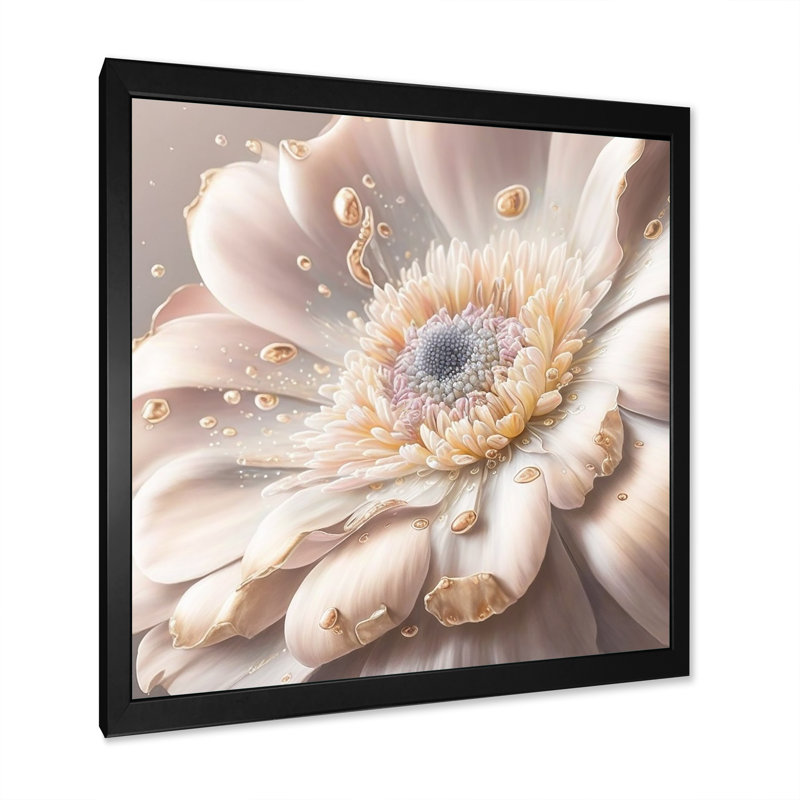 Fleur blanche - impression sur toile, Cadre photo noir, H 16 po x l 16 po x P 1 po