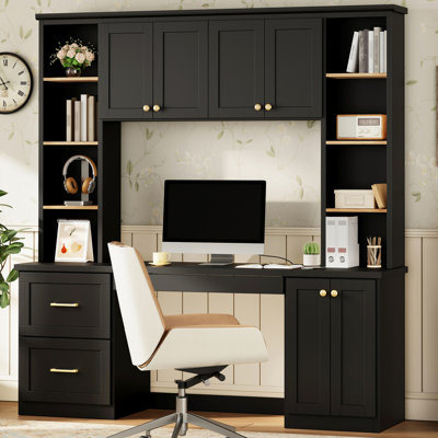 Bureau d'ordinateur de 69 pouces de large avec tablette et 2 tiroirs