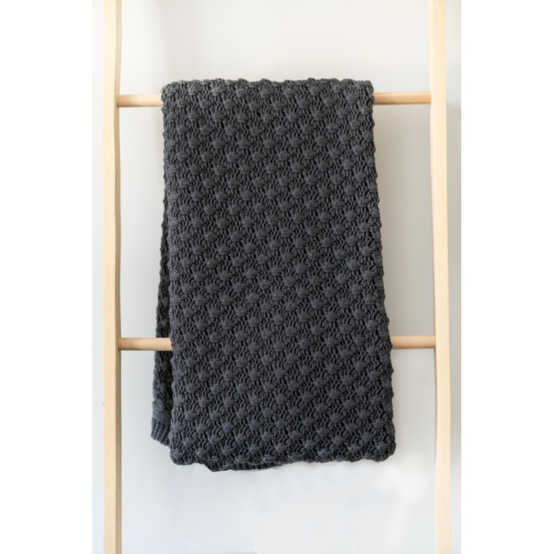 Jeté en coton Cortinas, Gris foncé