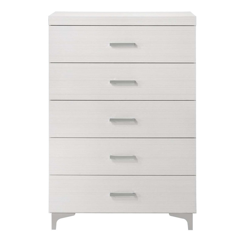 Commode 5 tiroirs Casilda, finition blanche