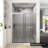 72 In. W X 76 In. H Freestanding Double Sliding Frameless Shower Enclosure In Brushed Nickel Finish-122790650