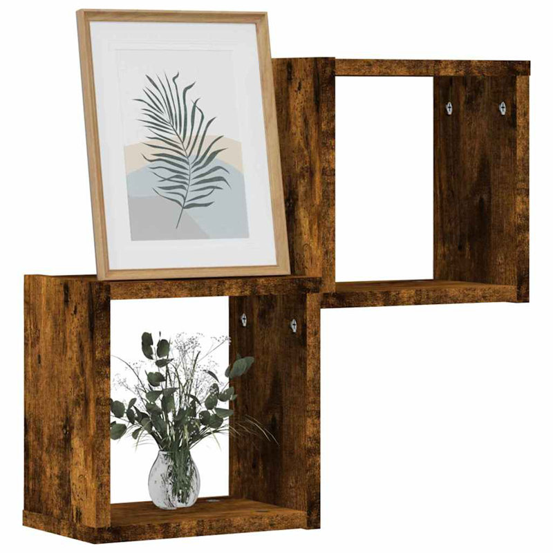 Ensemble de 2 tablettes murales vidaXL chêne fumé 10,24 x 5,91 x 10,24 po, Brun