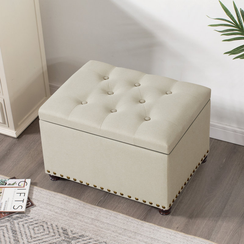 Cosmas Upholstered Ottoman, Light Khaki