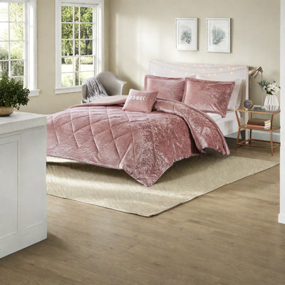 Ensembles de literie en velours luxueux, polyester rosé, confort de chambre glamour