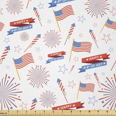 Destri Patriotic July Holiday with American Celebration Flags and Rockets Multi-Purpose Fabric