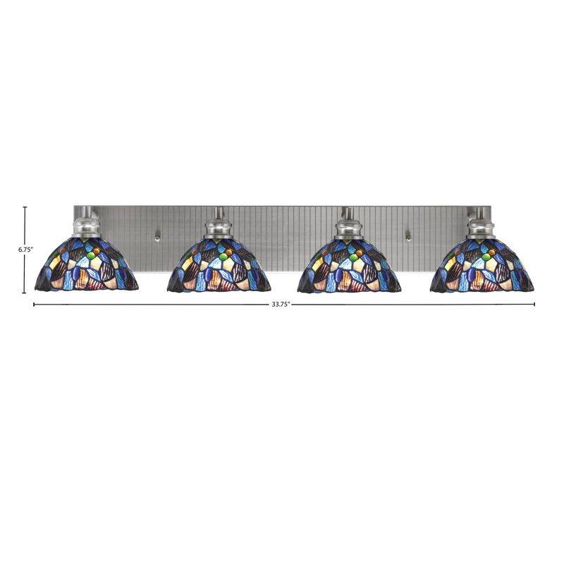 Edge 4 Light Bath Bar With 7" Glass, Brushed Nickel