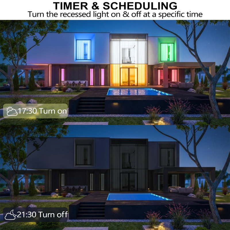 6-Inch White LED Smart Recessed Lights with Color Changing and Voice Control