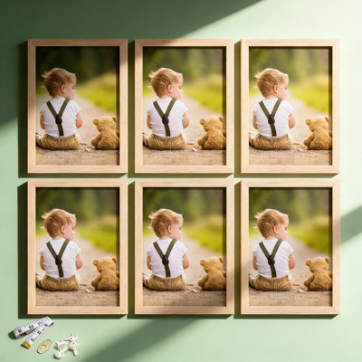 Set Of 6 Oak Wood 5X7 Picture Frames With Perspex Glass For Tabletop Or Wall Display, Horizontal Or Vertical Photo Frame For Photos, Artwork, And Posters