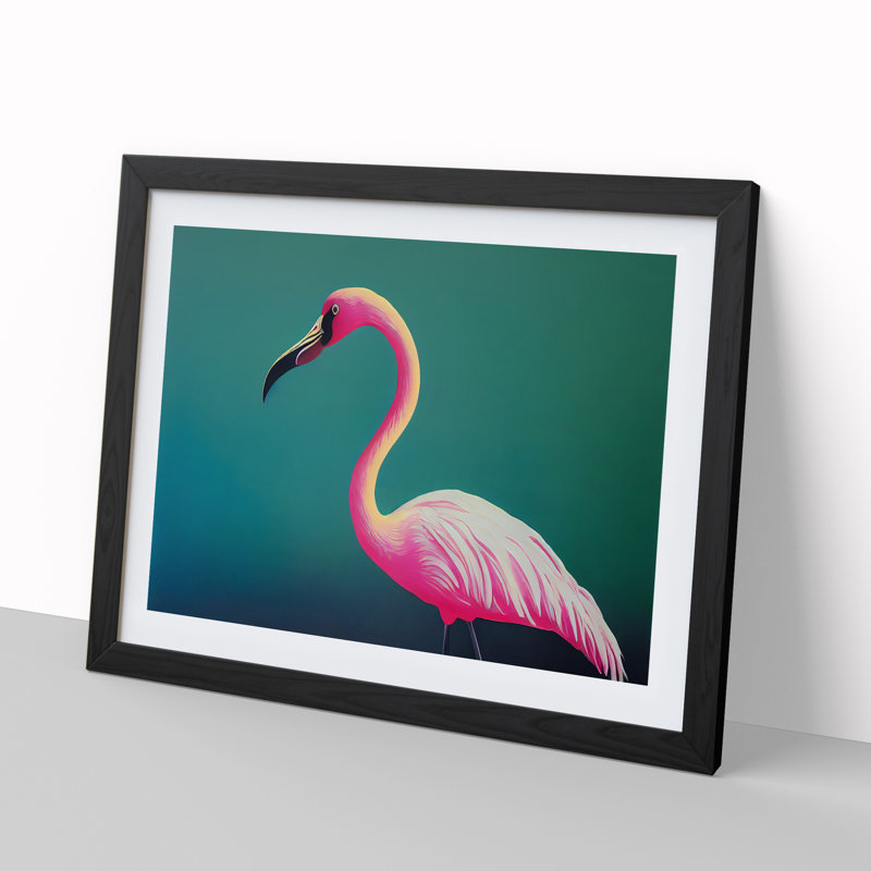 Epic Flamingo - Single Picture Frame Print, 46cm H x 64cm W x 2cm D, Black