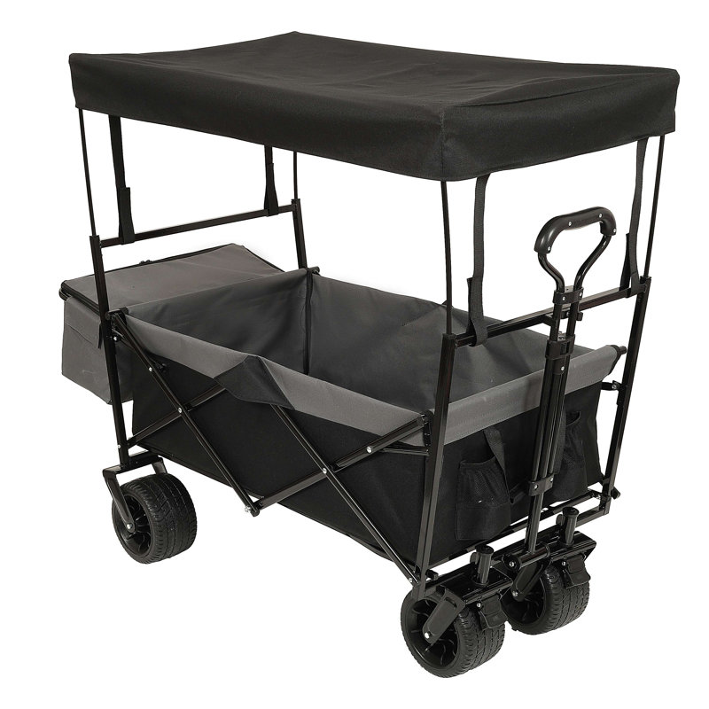 Chariot pliable de 480 lb avec auvent, poussette de chariot avec roues tout-terrain de 7 po, chariot pliable léger, grande capacité de camping, de magasinage, de sport et de jardin avec moustiquaire