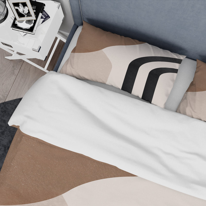 Vintages Lines In Terracotta Tones - Modern Duvet Cover Set - Microfiber Polyester, Twin Duvet Cover + 1 Standard Sham