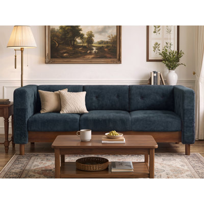 78" Chenille Upholstered Square Arm Sofa