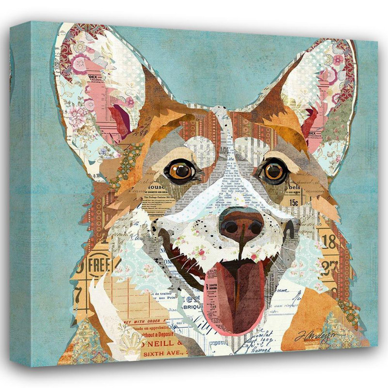 Toile tendue avec châssis Lark Manor ™ Anderson, Traci, titrée Corgi, H 28 po x l 28 po