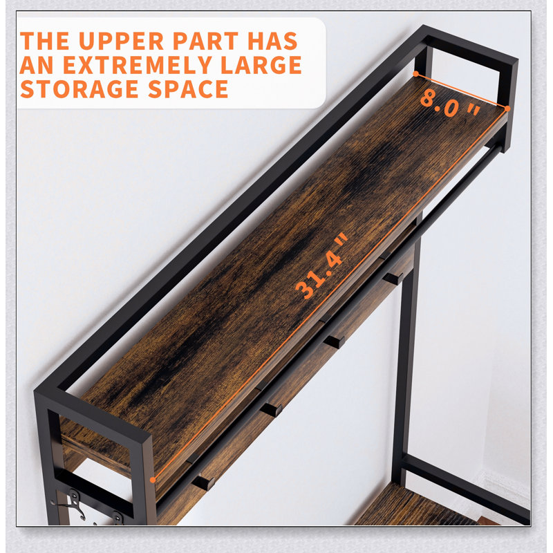 Arbre d'entrée multifonctionnel de 33,1 pouces de large avec rangement pour chaussures, tablettes, supports à vêtements et 2 tiroirs mobiles, idéal pour les vestibules organisés