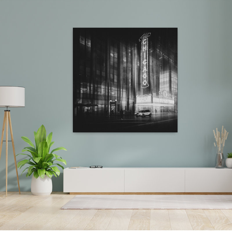Chicago Theatre Contemporary Architecture Wall Art by Roswitha Schleicher-Schwarz - Wrapped Canvas Print