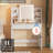 KDCAS Small Vanity Desk with Mirror and Lights, 35.4in Makeup Vanity with 3 Color Adjustable Lights, Modern Dressing Table with 2 Drawers & Storage Shelves for Bedroom, White