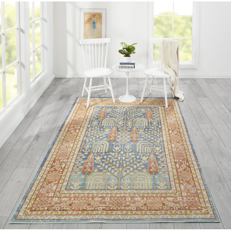 Tapis oriental bleu / beige Hatton, Rectangle 5 pi 3 po x 7 pi 3 po