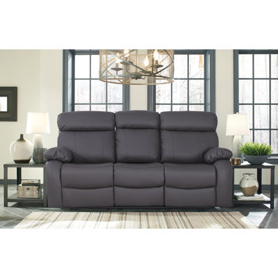Edder Power Leather Reclining Sofa With Cup Holders, Flipped Backrest, USB Ports