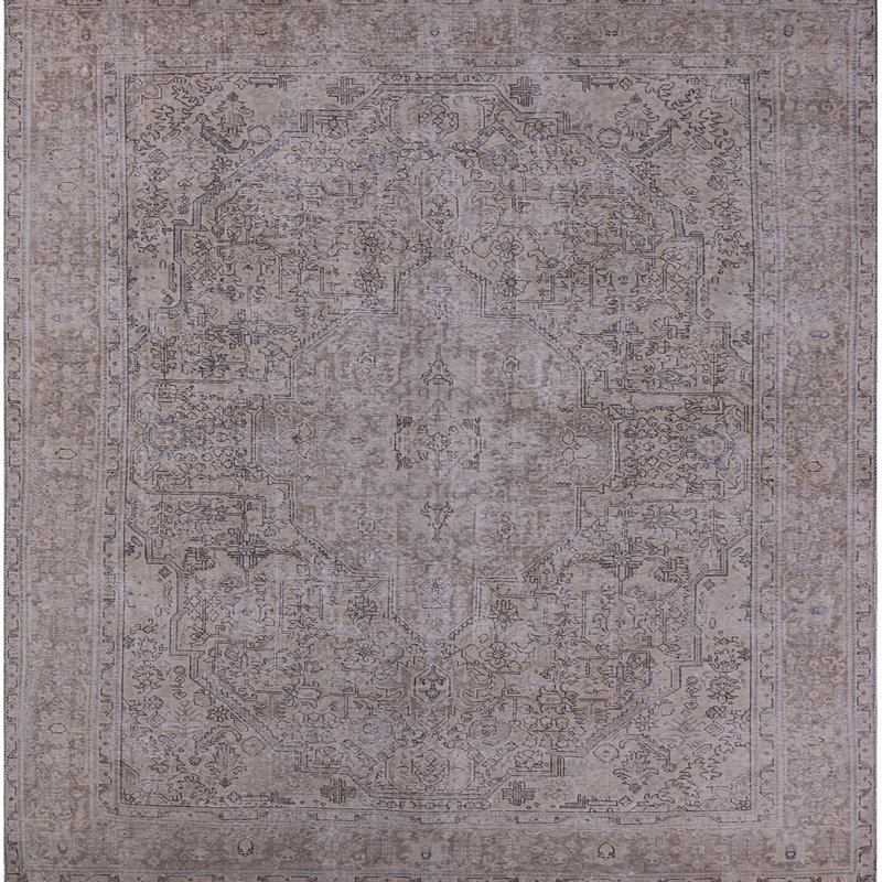 Tapis oriental gris Retrograde, Carré 7 pi