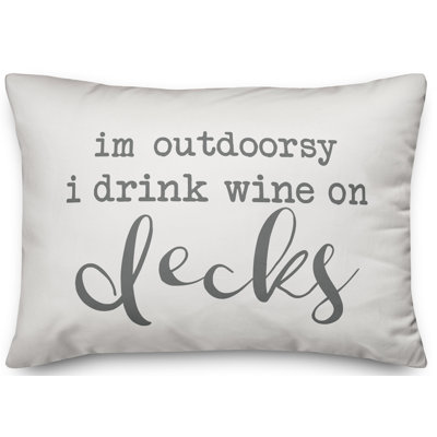 Textual Outdoor Reversible Throw Pillow
