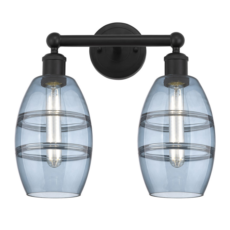 Éclairage pour meuble-lavabo à 2 lumières Kusham, Bleu princesse, Noir mat