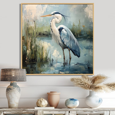 Austinn Heron at the Farm Pond I - héron, art mural
