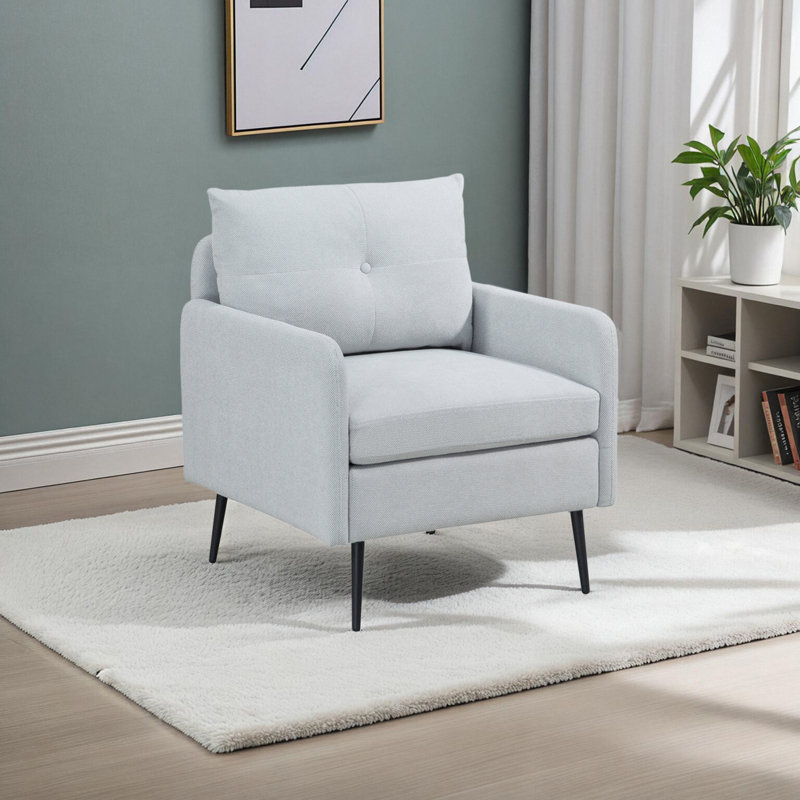 Accent Vannote avec pieds en métal noir, Chenille bleu poudre