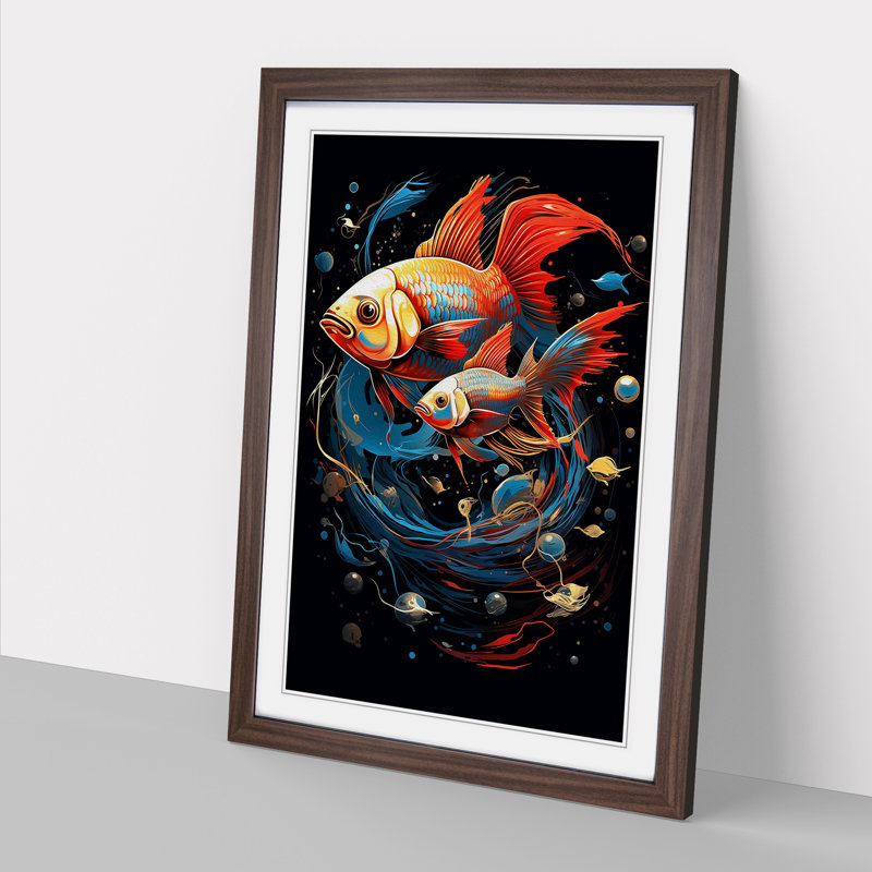 Fish Futurism - Framed Print, Walnut, 34cm H x 25cm W x 2cm D
