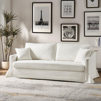 Wimberly 80.5" Farmhouse Upholstered Slipcovered Sofa