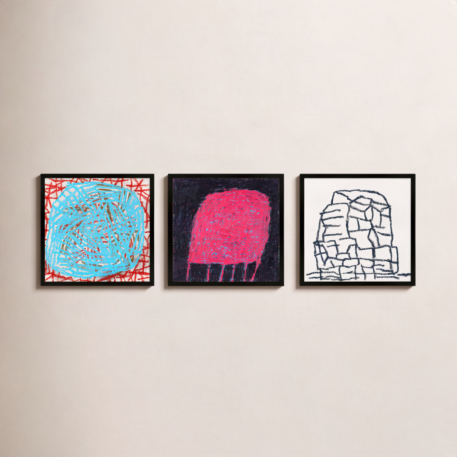 Dreya "Love Bug" 3-Piece Print Set, Black, 30" H x 90" W  x 1.25" D