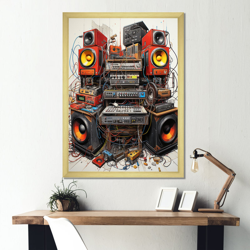 Schéma d'un plateau tournant sur toile, Cadre doré simple, H 32 po x l 24 po x P 1 po