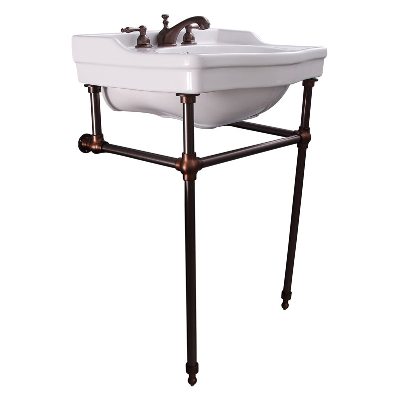 Lavabo de salle de bain console avec trop-plein en porcelaine vitreuse 30" ensal