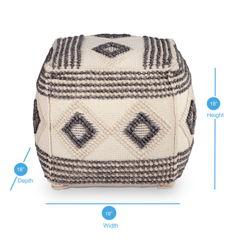 Jeljo 18'' Square Geometric Pouf Ottoman