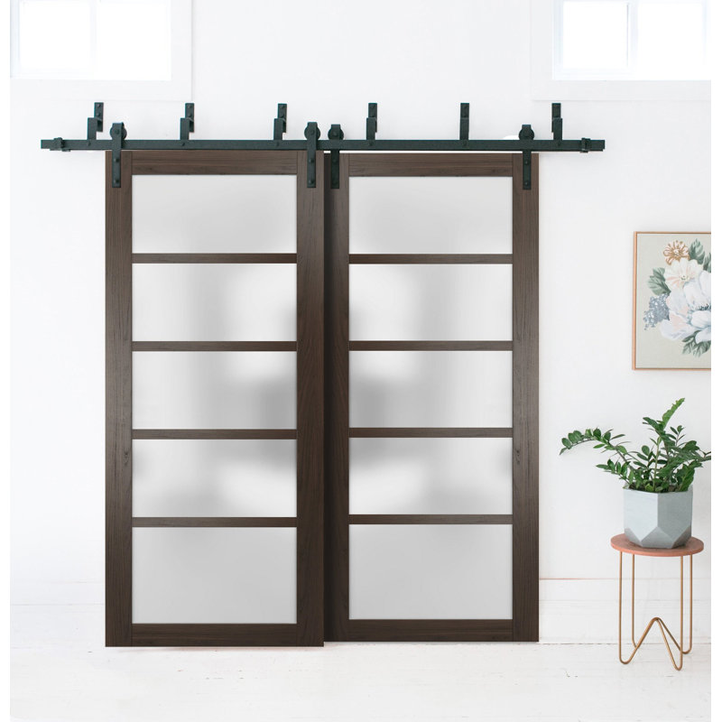 Portes coulissantes en bois givré Quadro, 84 po x 84 po