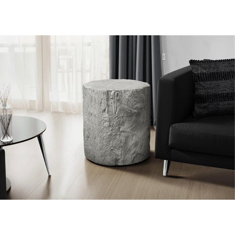 Table d'appoint ronde contemporaine grise de 25 po pour l'intérieur et l'extérieur, faite d'oxyde de magnésium de haute qualité, idéale comme table de bout ou de chevet dans la chambre à coucher du salon, ne nécessite aucun assemblage