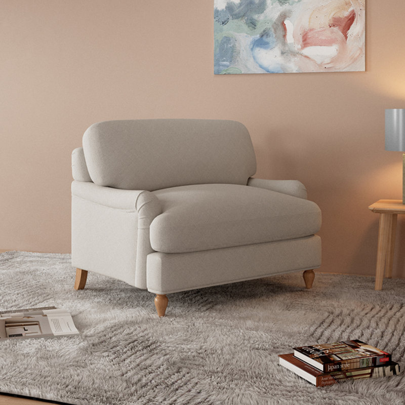 Sadorus 118.5cm Wide Tufted Armchair, Beige Linen