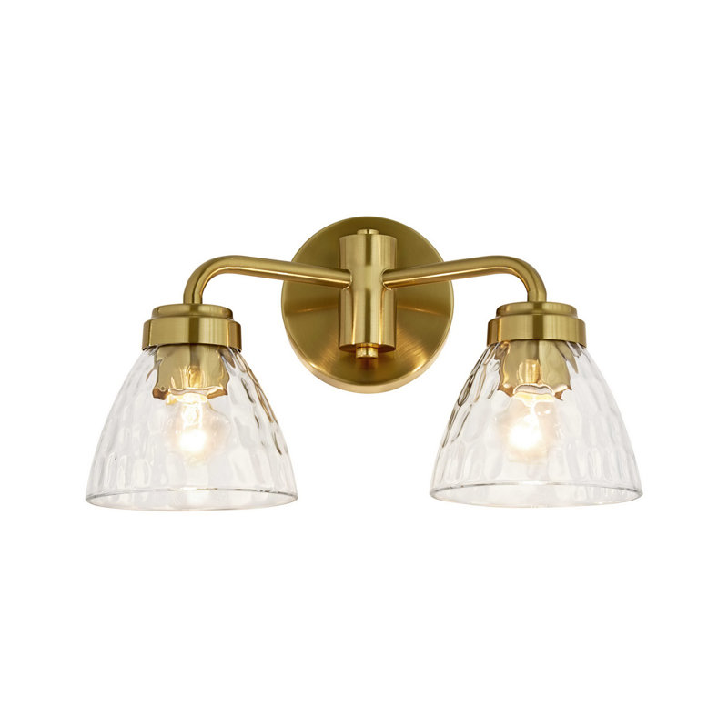 Éclairage pour meuble-lavabo 2 lumières 2 lumières, Deux lumières, H 9,85 po x l 14,2 po x P 7,87 po, Laiton brossé