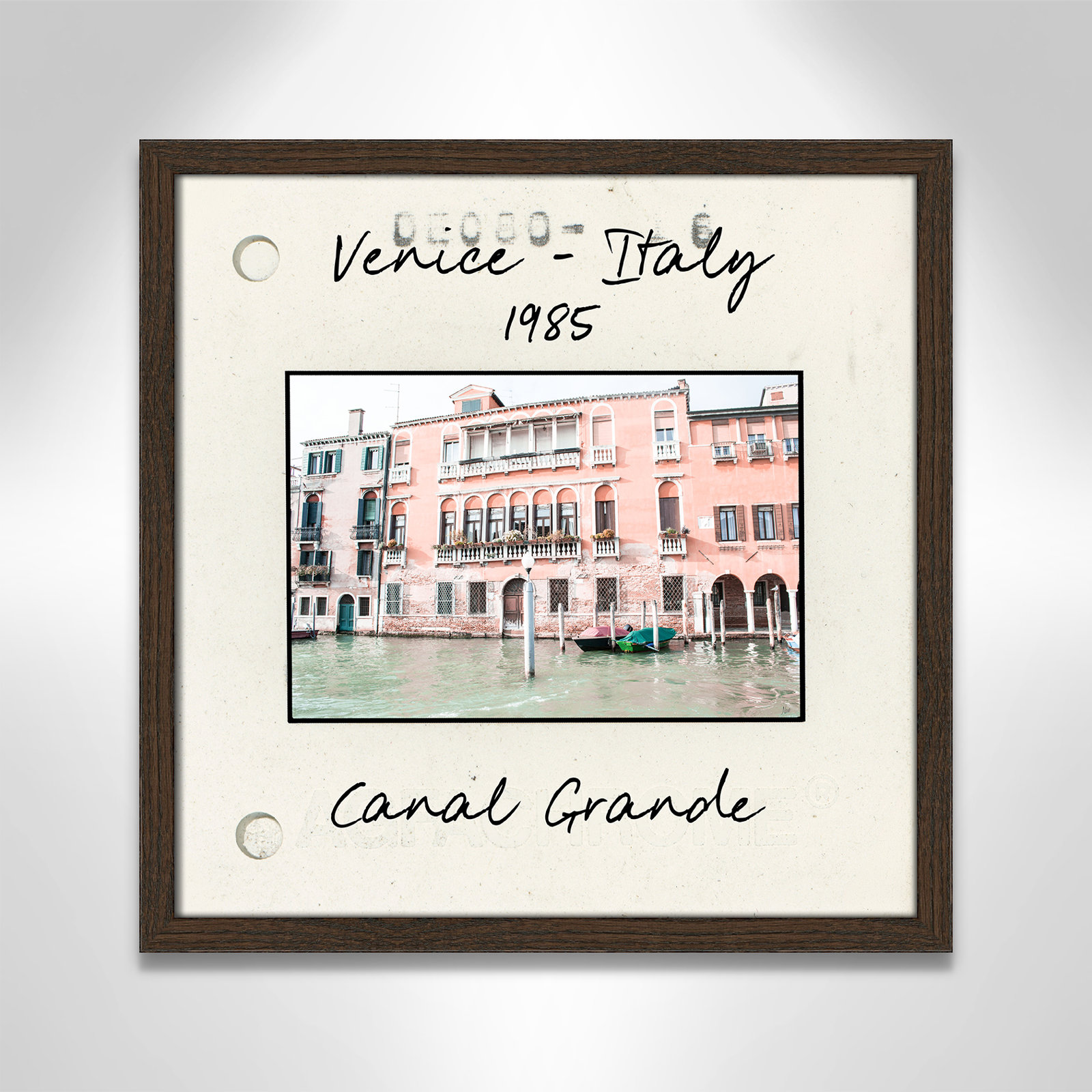 Venice, Italy - Grand Canal Print by Nan, 17" H x 17" W x 0.75" D, Walnut Single Picture Framed Paper